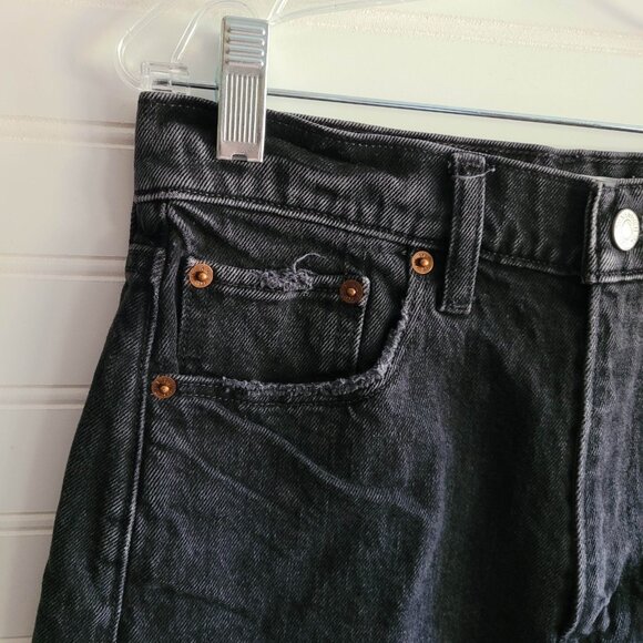 Abercrombie Fitch Mom Short High Rise Size 25/0 Denim Cutoffs Shorts Black - Picture 2 of 14